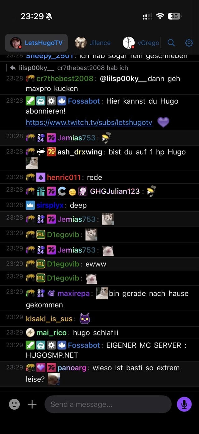 JilChat auf dem iPhone: Twitch-Chat mit 7TV-Emotes und Badges